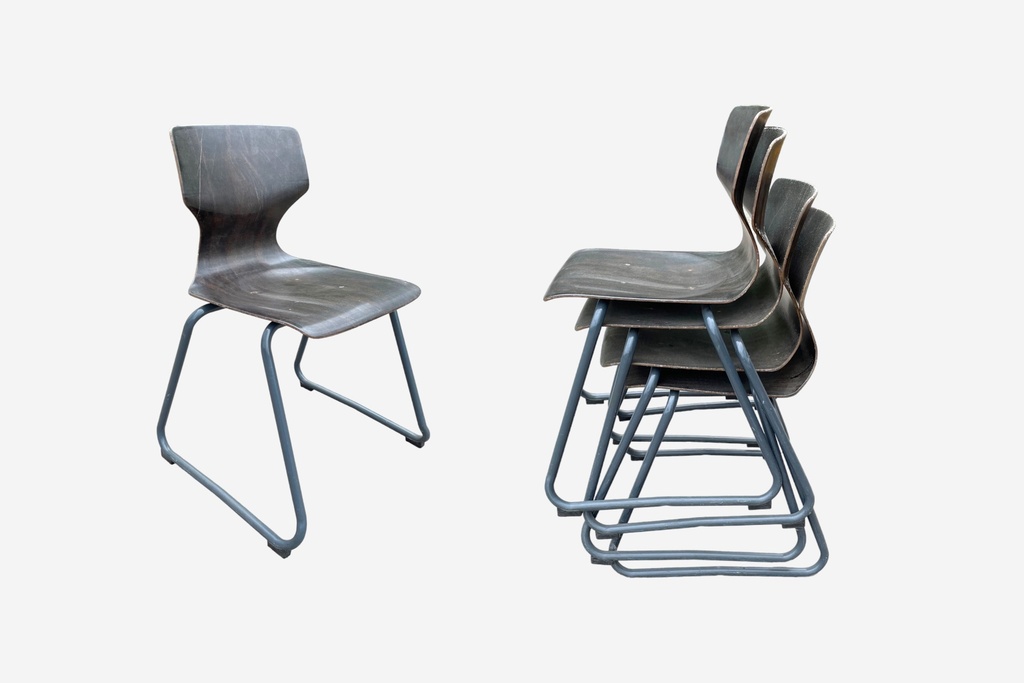 Vintage Stacking School Chairs with Metal Frames