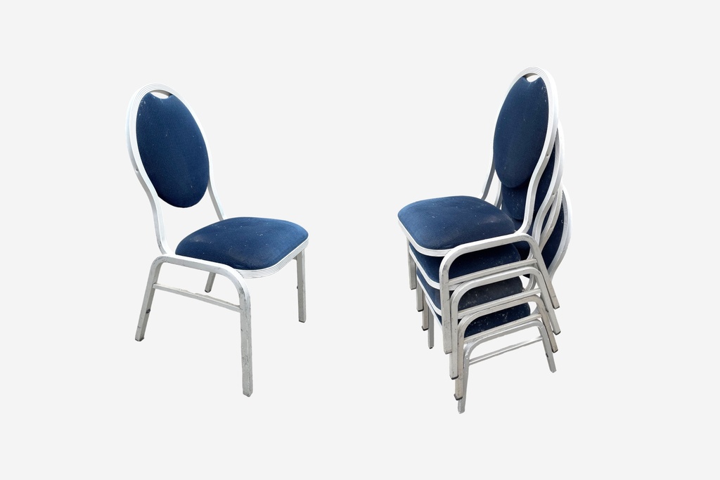 Stackable Blue Banquet Chairs with Metal Frames