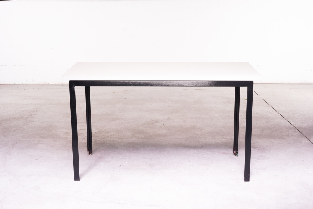 Minimalist Modern Black Frame Table with White Top