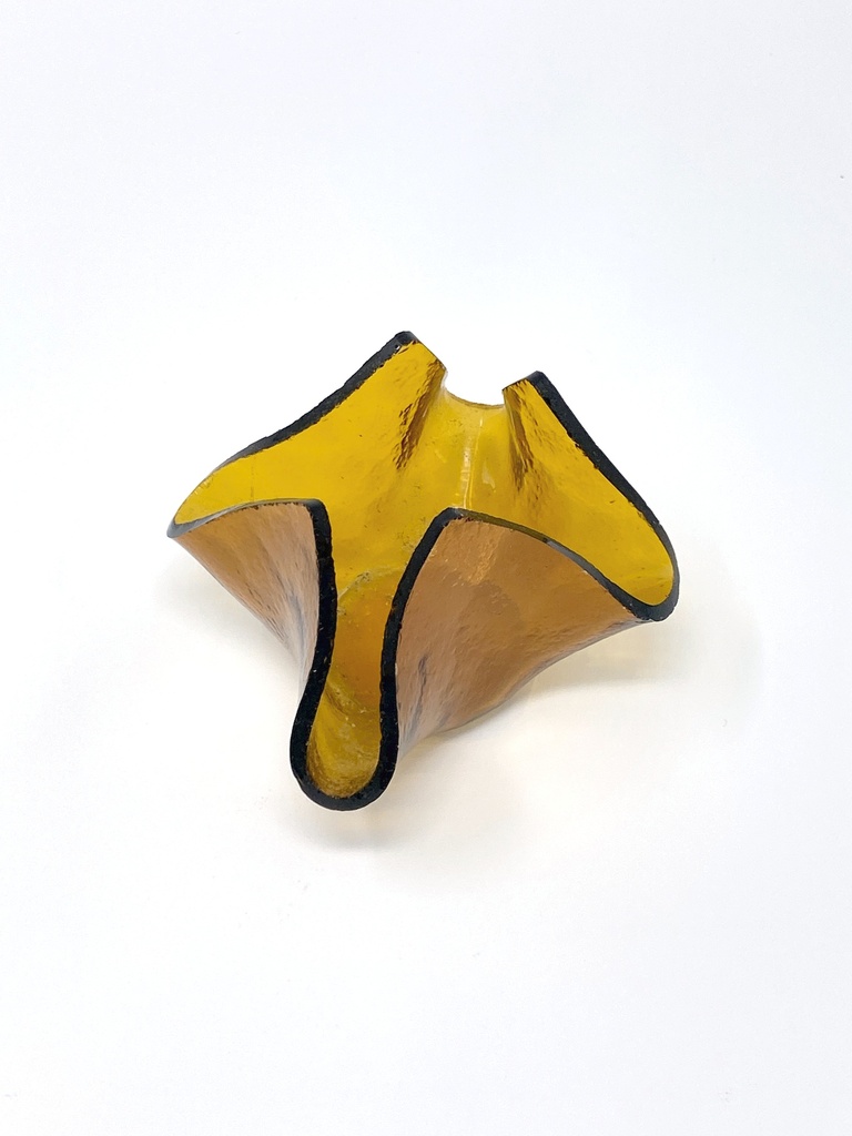 Yellow Folded Glass Ashtray
