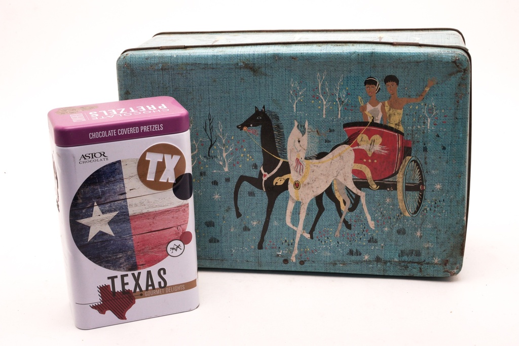Vintage Carriage Tin with Texas Chocolate Tin