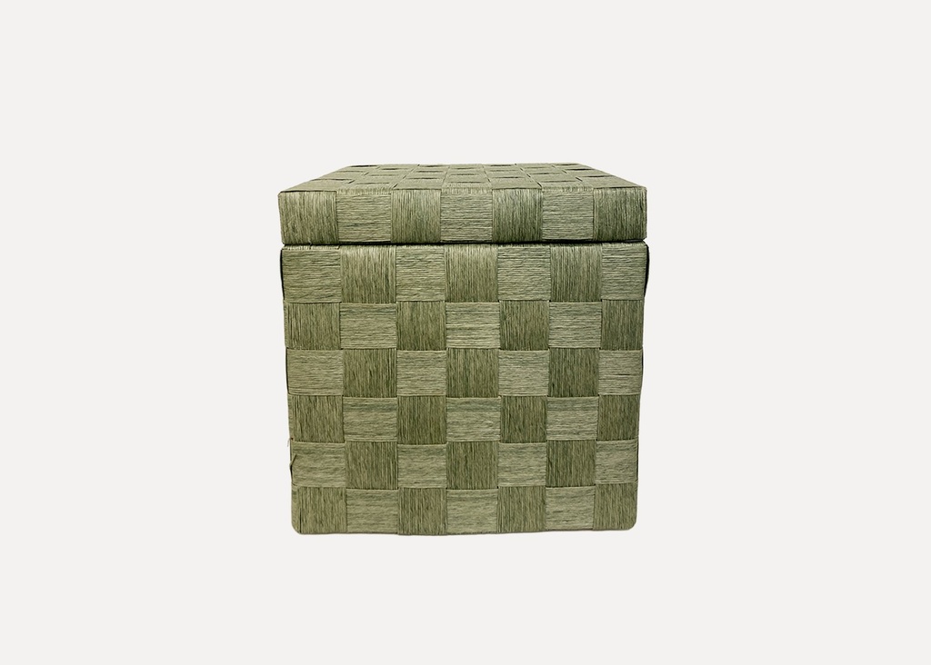 Green Woven Storage Ottoman