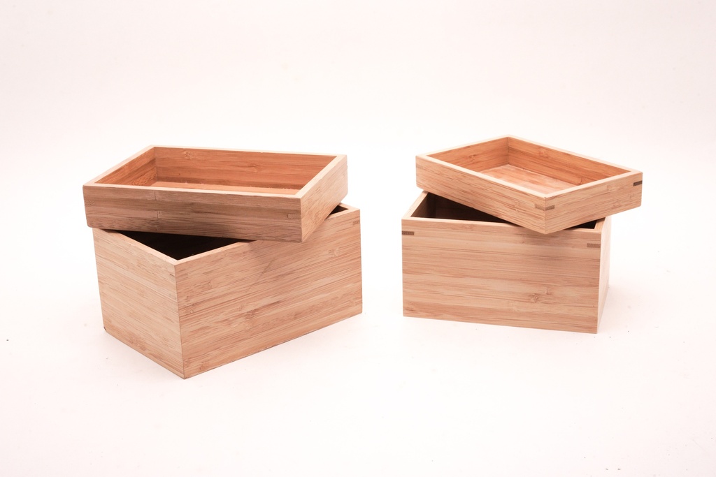 Natural Bamboo Storage Boxes with Removable Lids