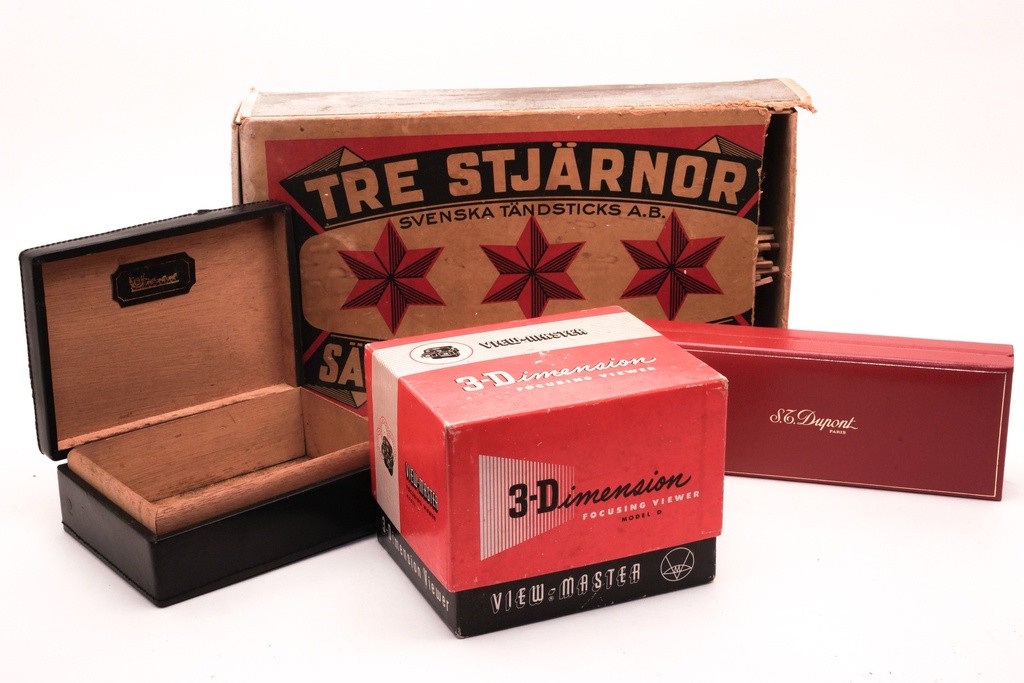 Vintage Box Assortment with Matchsticks and 3D Viewer