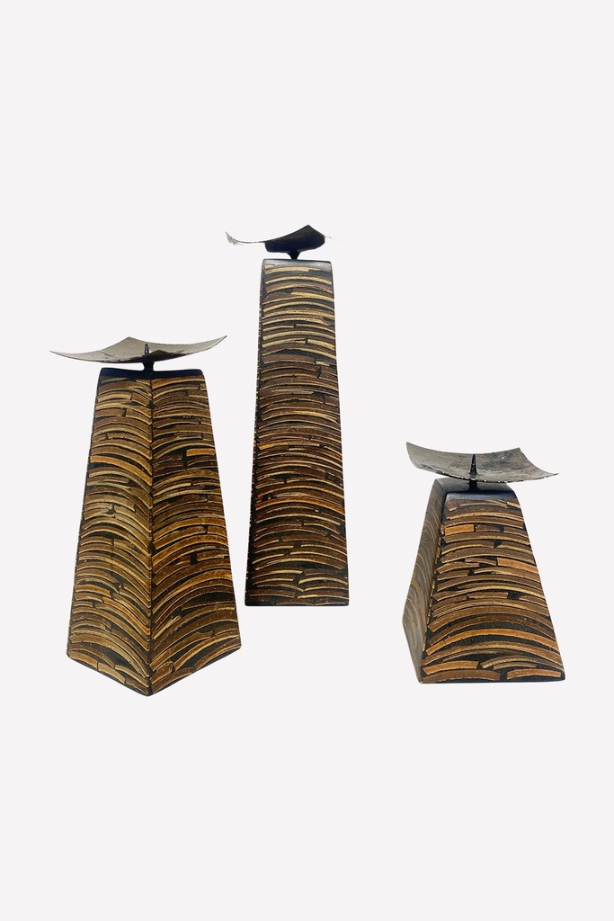 Rustic Triangular Sculptural Candleholders