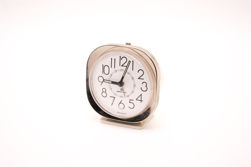Vintage Silver Alarm Clock with Bold Numbers