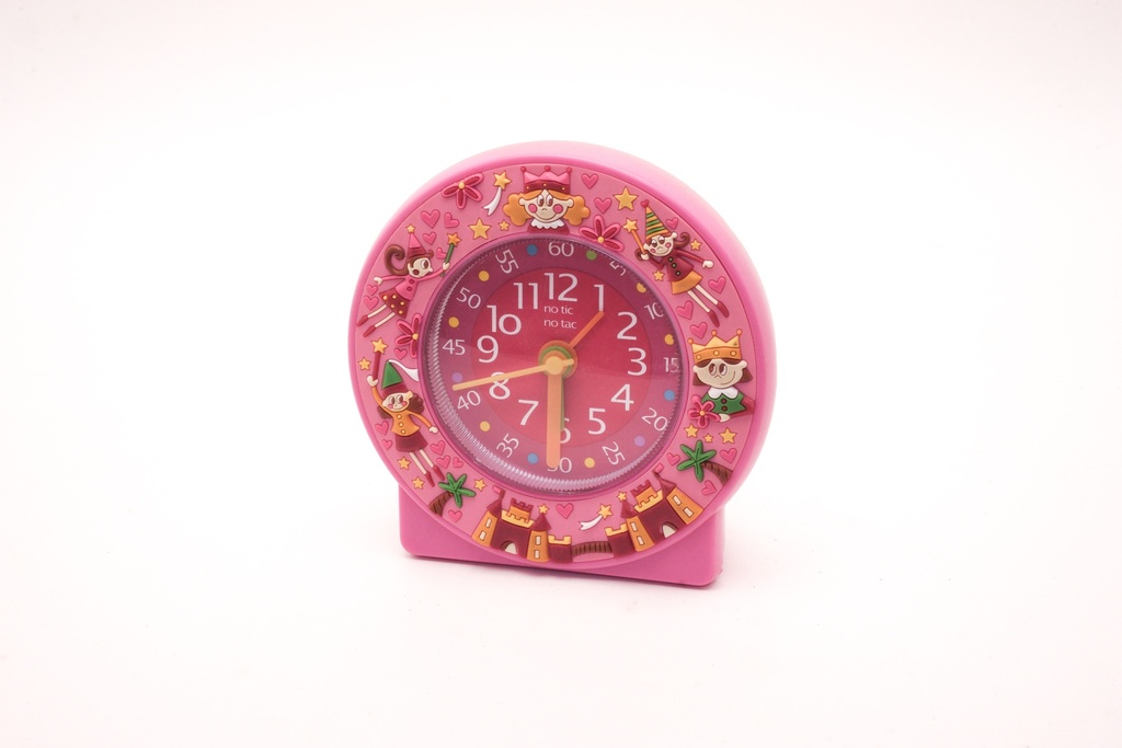 Pink Fairytale Children's Clock with Castle and Character Accents