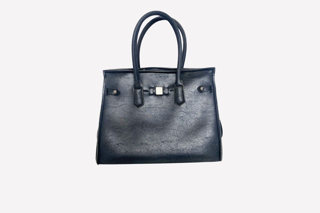 Black Leather Handbag with Dual Handles