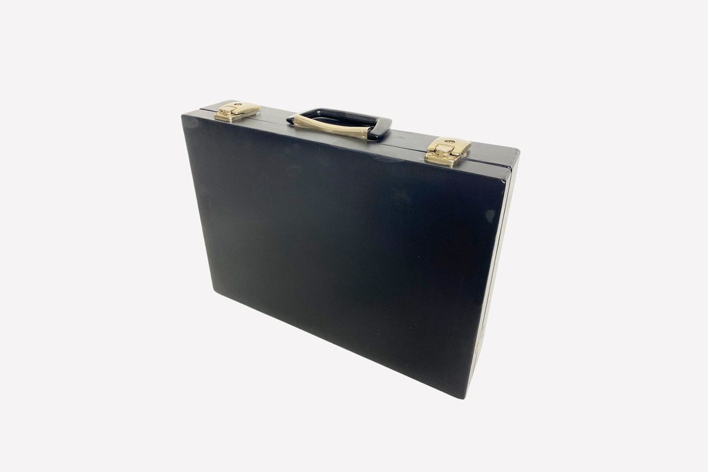 Sleek Black Briefcase with Gold Latches