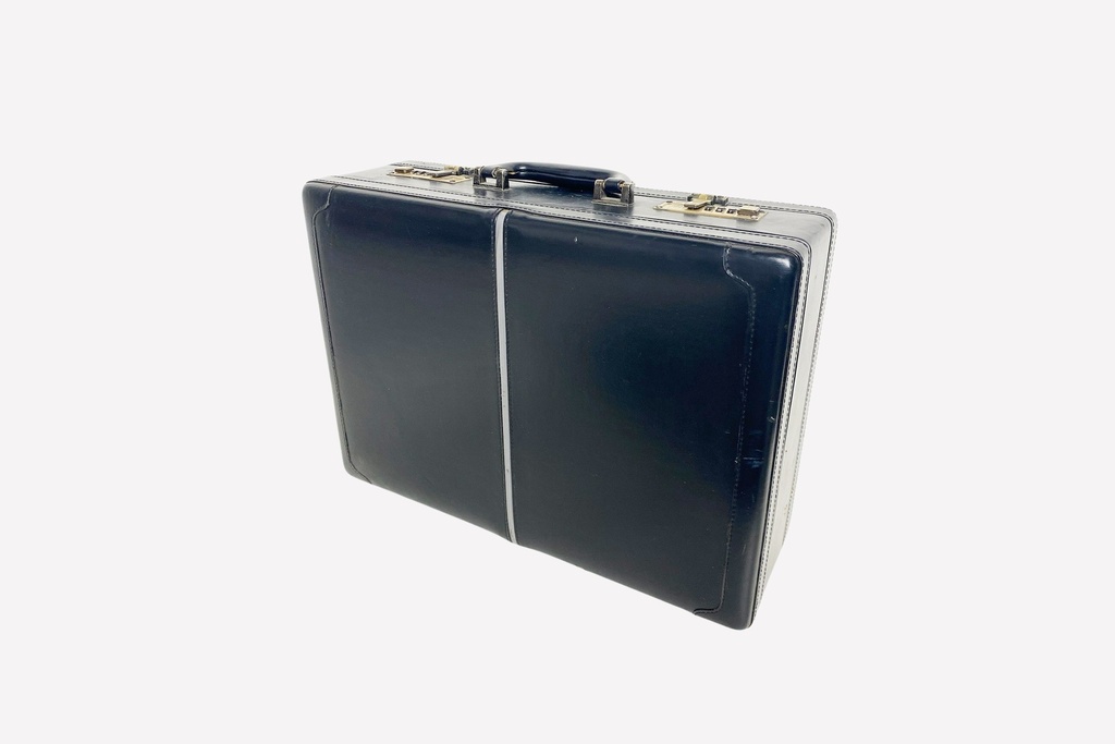 Black Leather Executive Briefcase with Gold Hardware