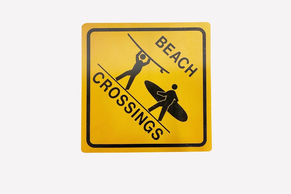 Beach Crossing Warning Sign