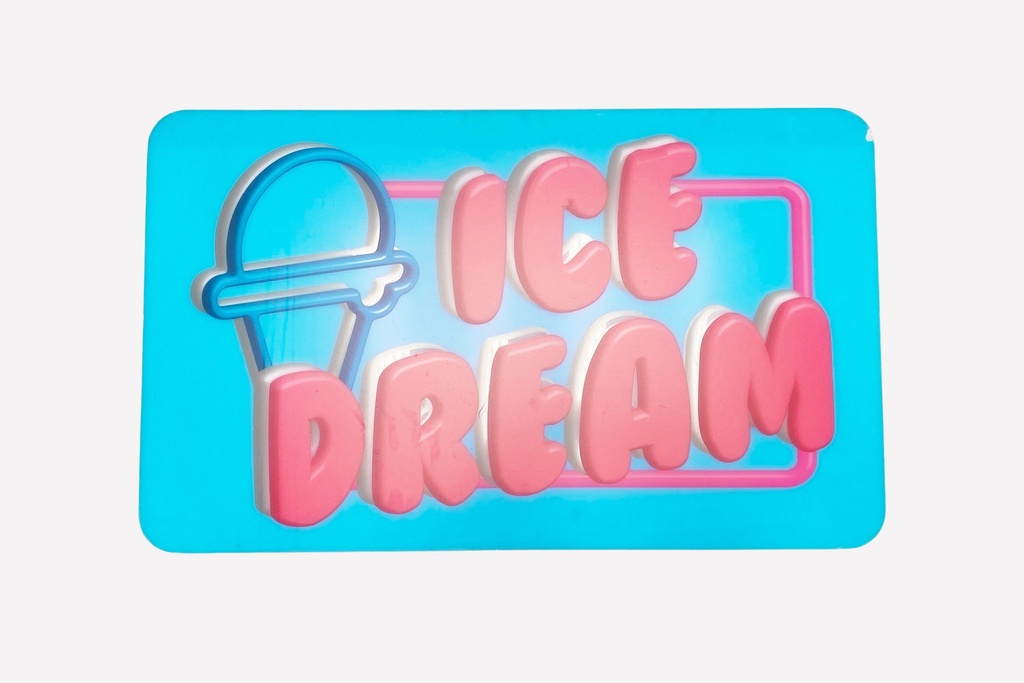Retro Ice Cream Sign with 3D Pink Letters