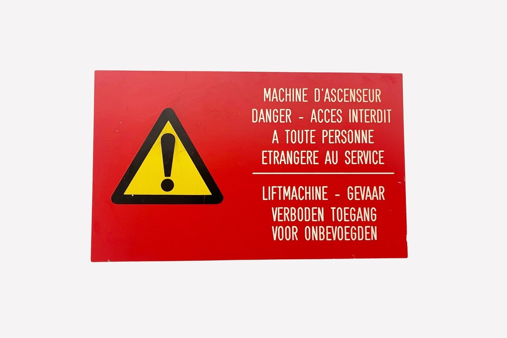 Bilingual Elevator Danger Warning Sign