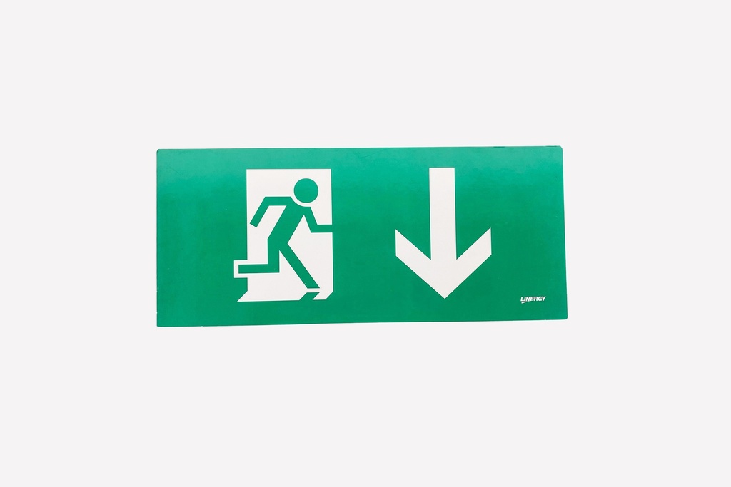 Emergency Exit Sign with Downward Arrow