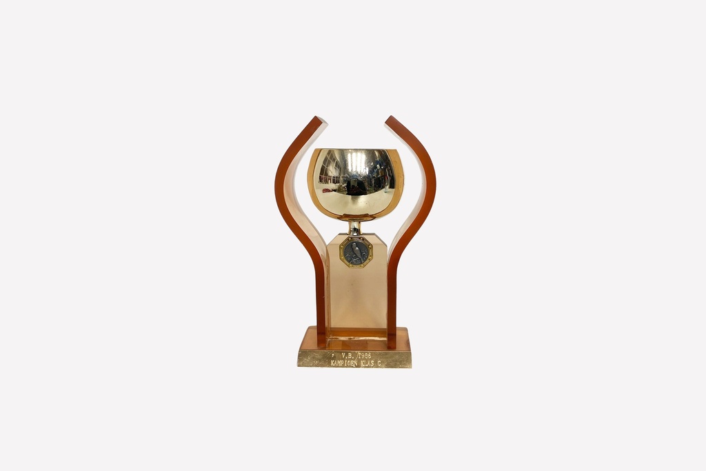 Mid-Century Modern Gold Trophy Cup on Acrylic Base