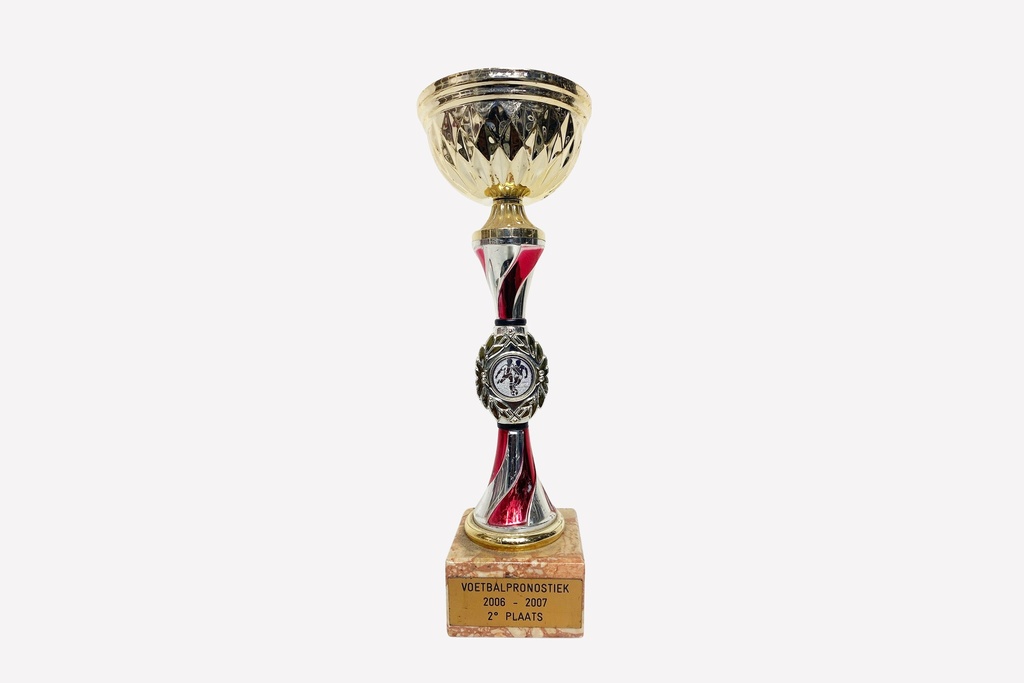 Golden Marble Base Trophy with Red and Silver Accents