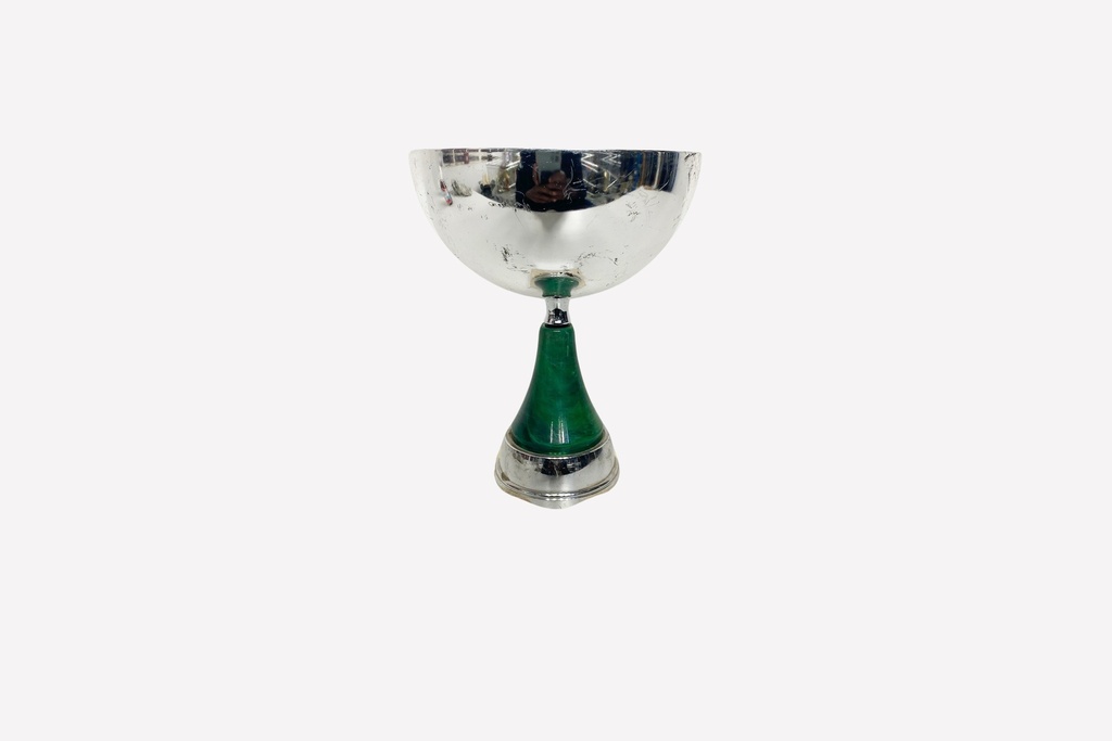 Vintage Silver Chalice with Green Stem