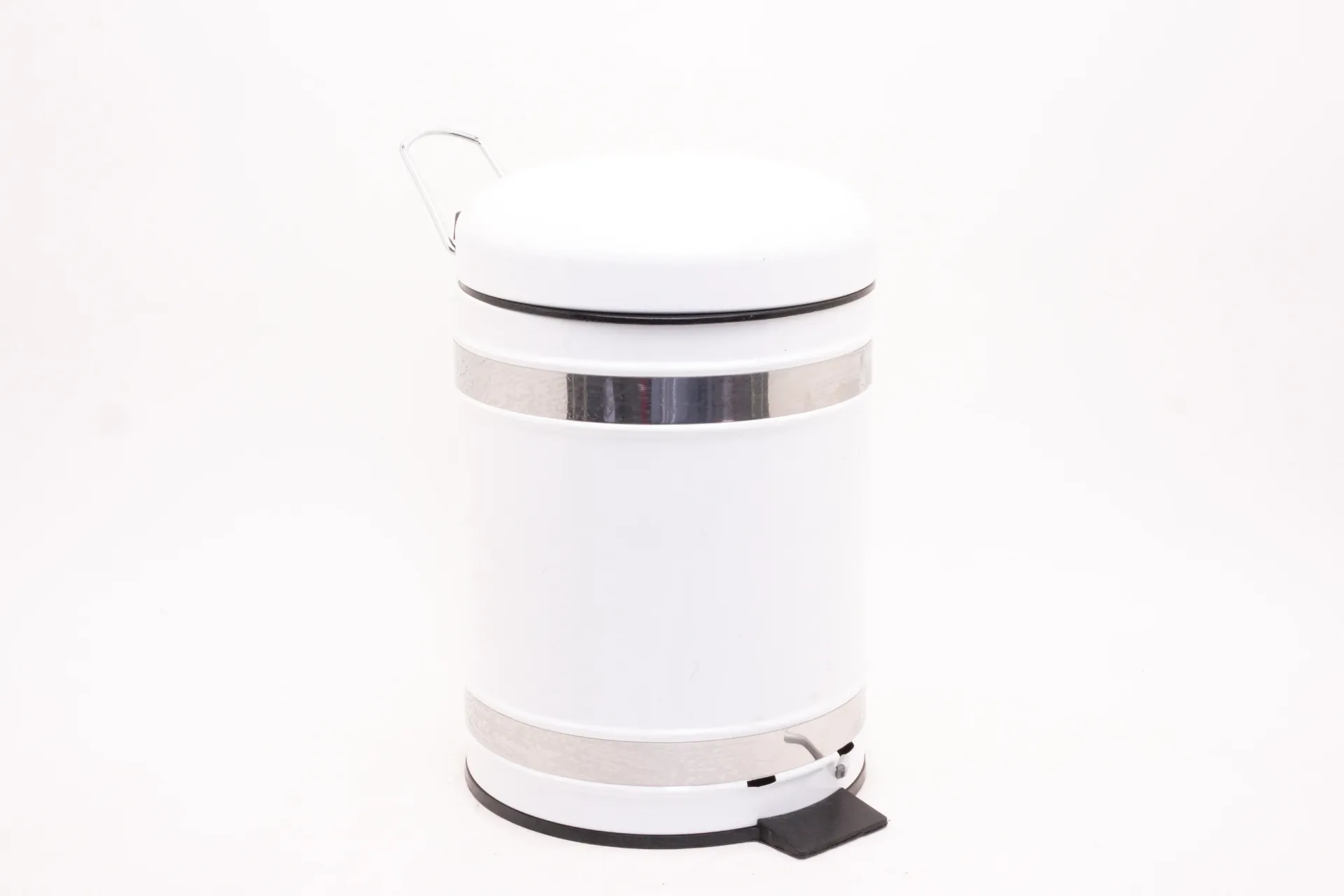 White Pedal Bin with Chrome Accent