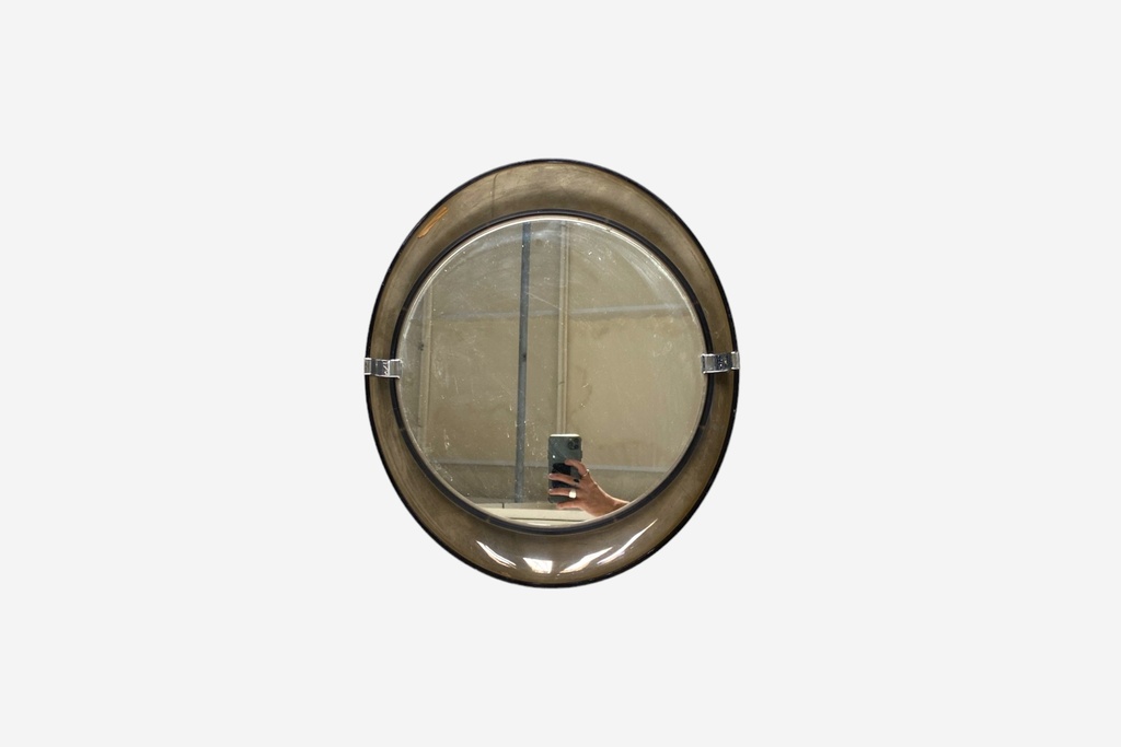 Vintage Round Porthole Mirror with Smoky Frame
