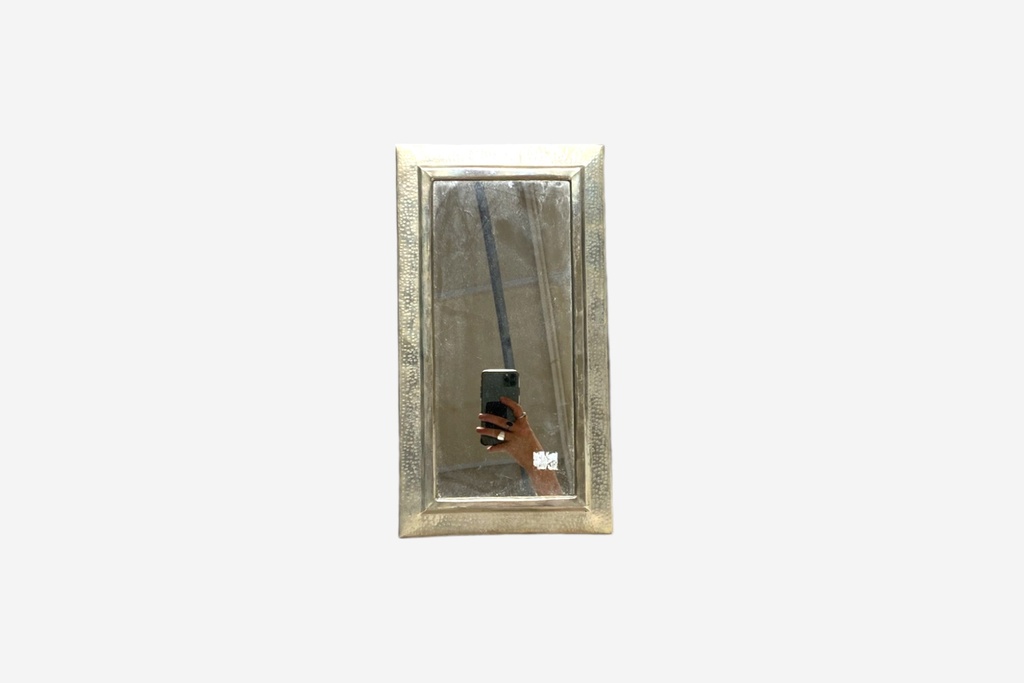 Rectangular Hammered Metal-Framed Mirror