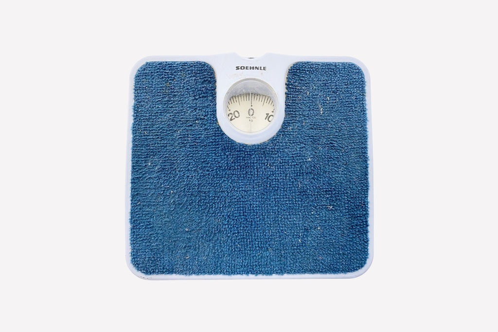 Retro Blue Bathroom Scale with Textured Surface