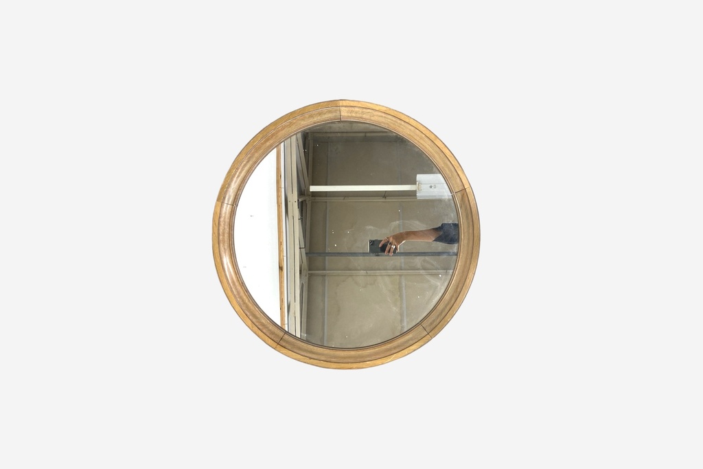 Rustic Round Wooden Frame Mirror