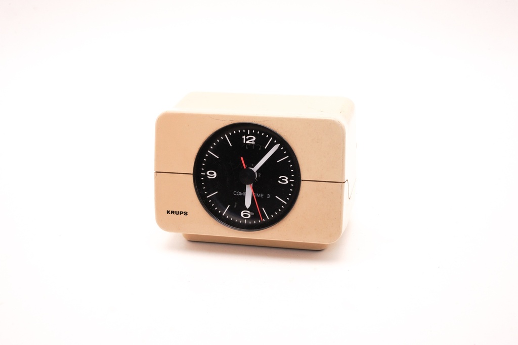 Vintage Beige Krups Table Clock with Black Dial