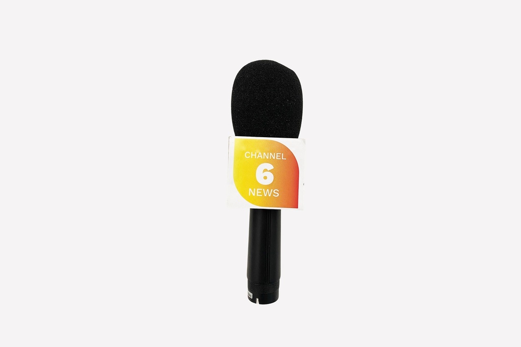Reporter Microphone with Channel 6 News Flag