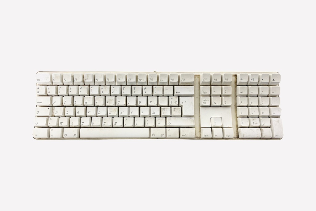 Vintage White AZERTY Keyboard with Wear