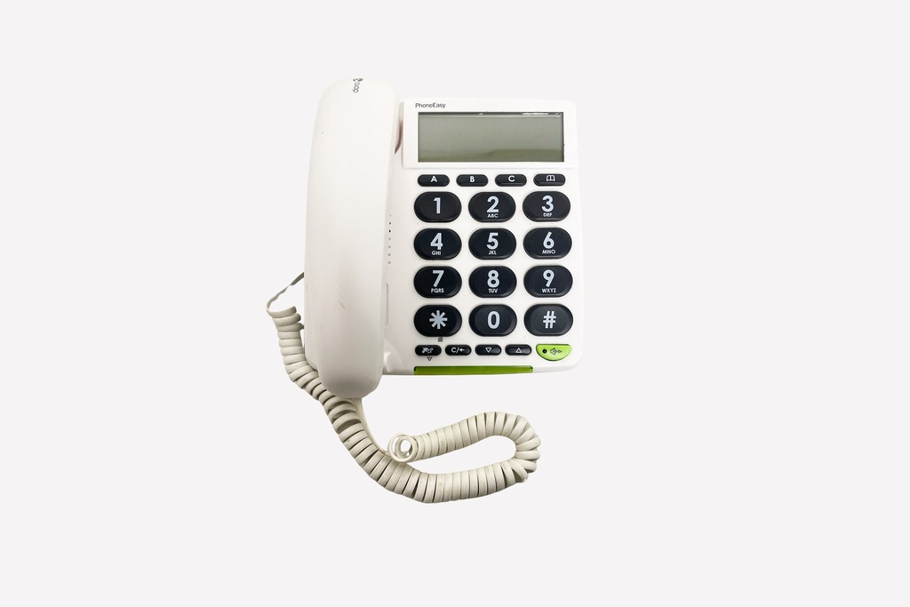 White Corded Landline Phone with Oversized Buttons