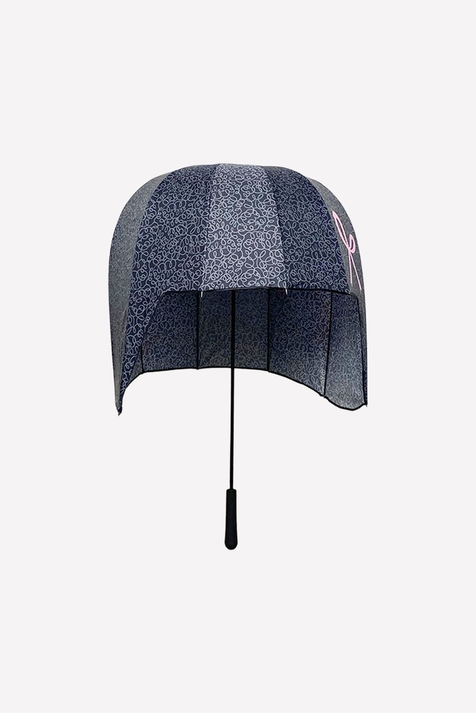 Floral Canopy Umbrella with Pink Ribbon Accent