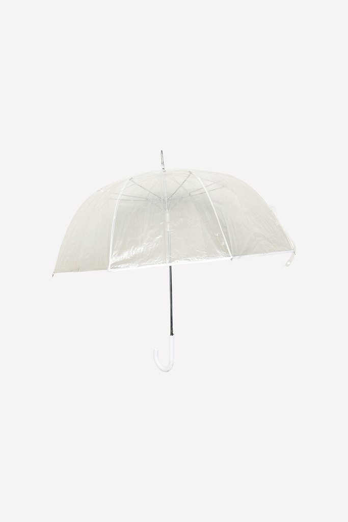 Transparent Dome Umbrella with White Handle