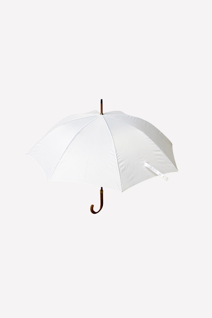 Classic White Umbrella with Wooden Handle