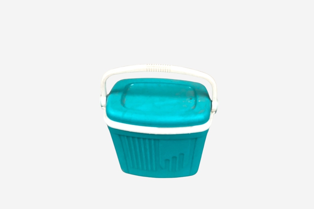 Retro Teal Picnic Cooler with White Handle