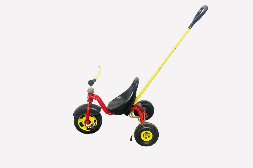 Red and Yellow Children's Push Tricycle with Handle