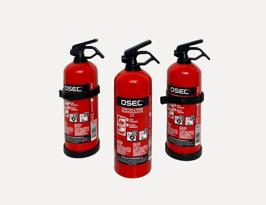 Set of Red Fire Extinguishers