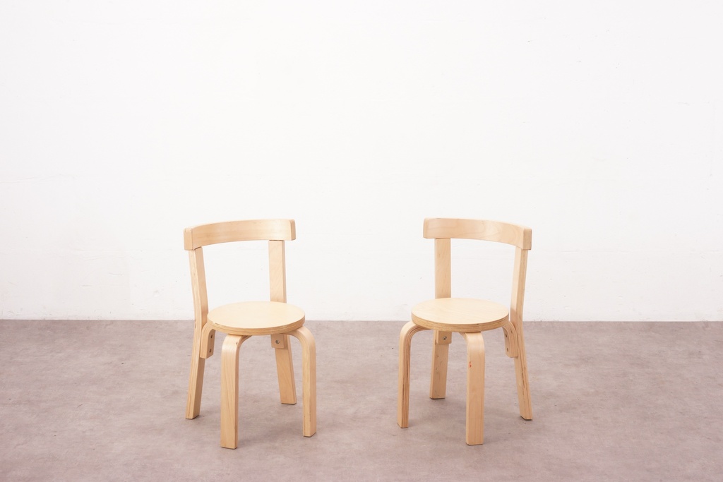 Pair of Minimalist Blonde Wood Children's Chairs