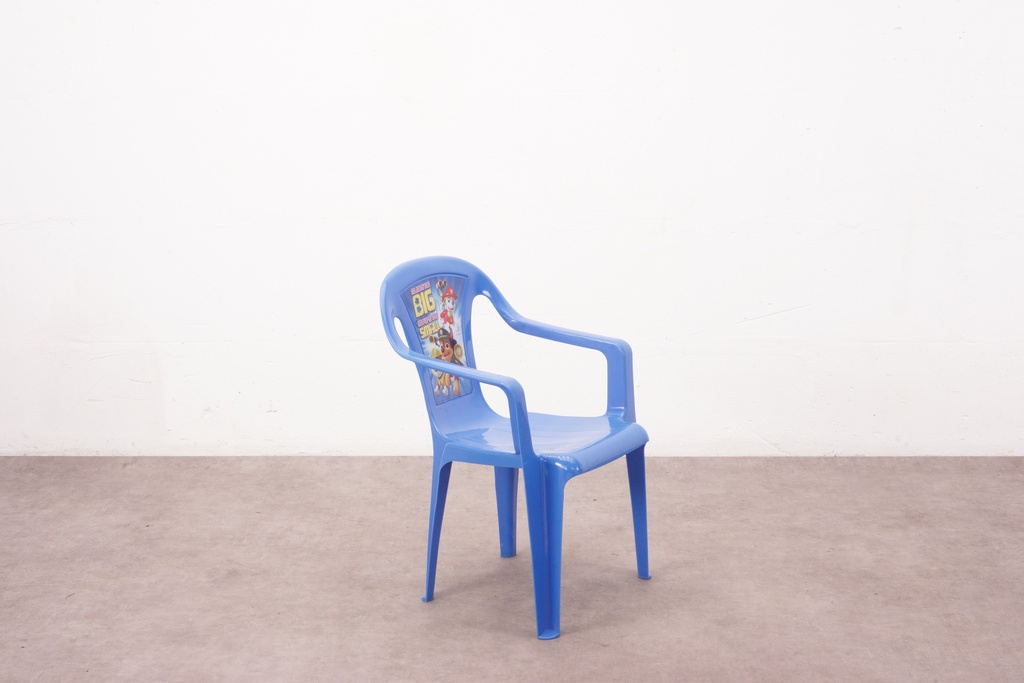 Blue Children's Plastic Chair with Cartoon Backrest Design