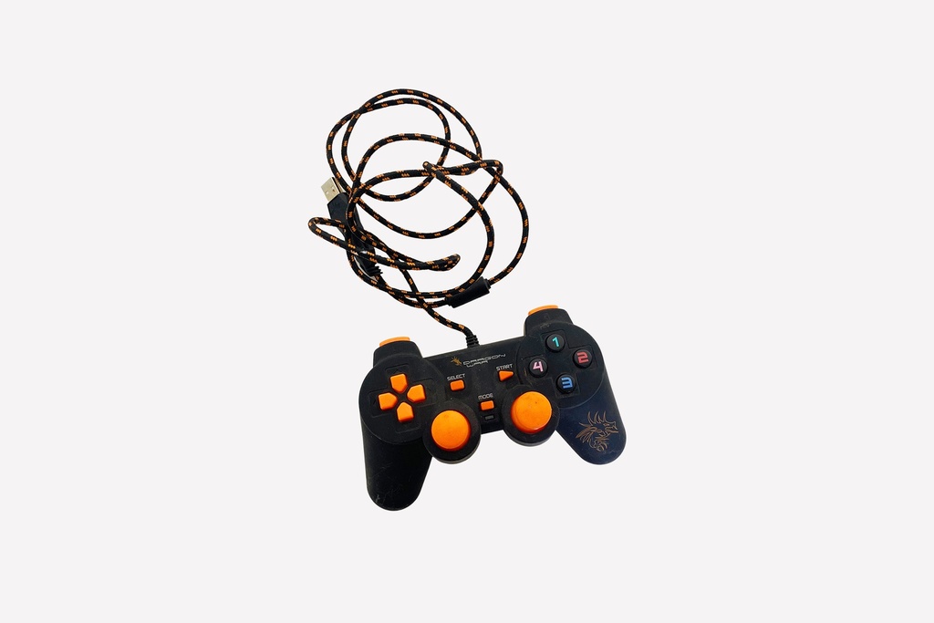 Orange-Accent Wired Gaming Controller