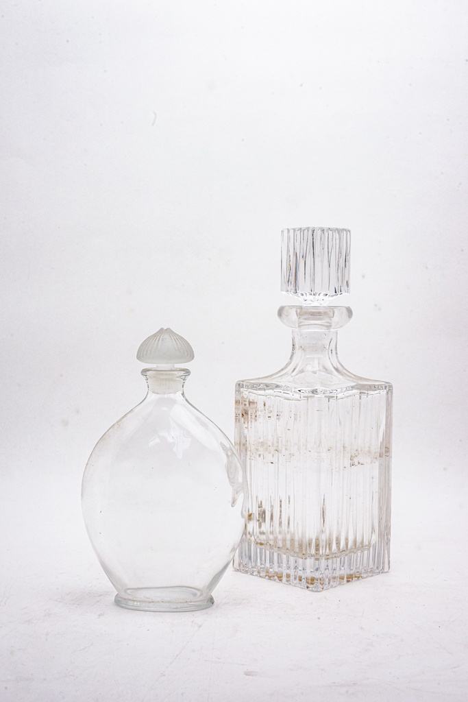Vintage Glass Decanter Set with Stopper Details