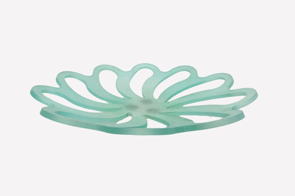 Frosted Aqua Petal Soap Dish