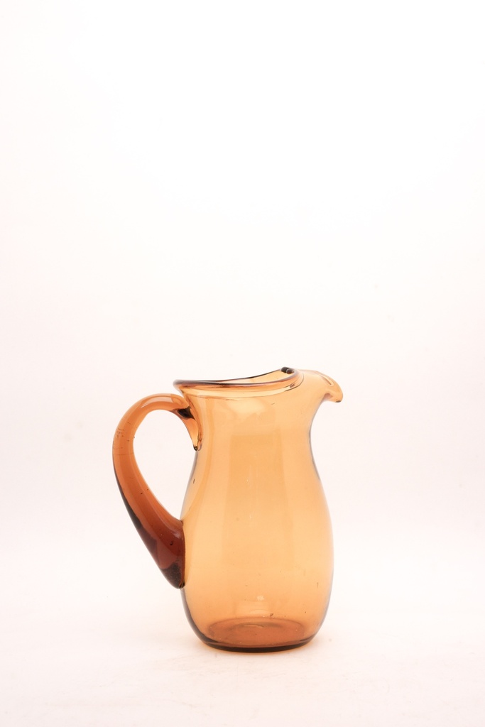 Amber Glass Pitcher with Curved Handle