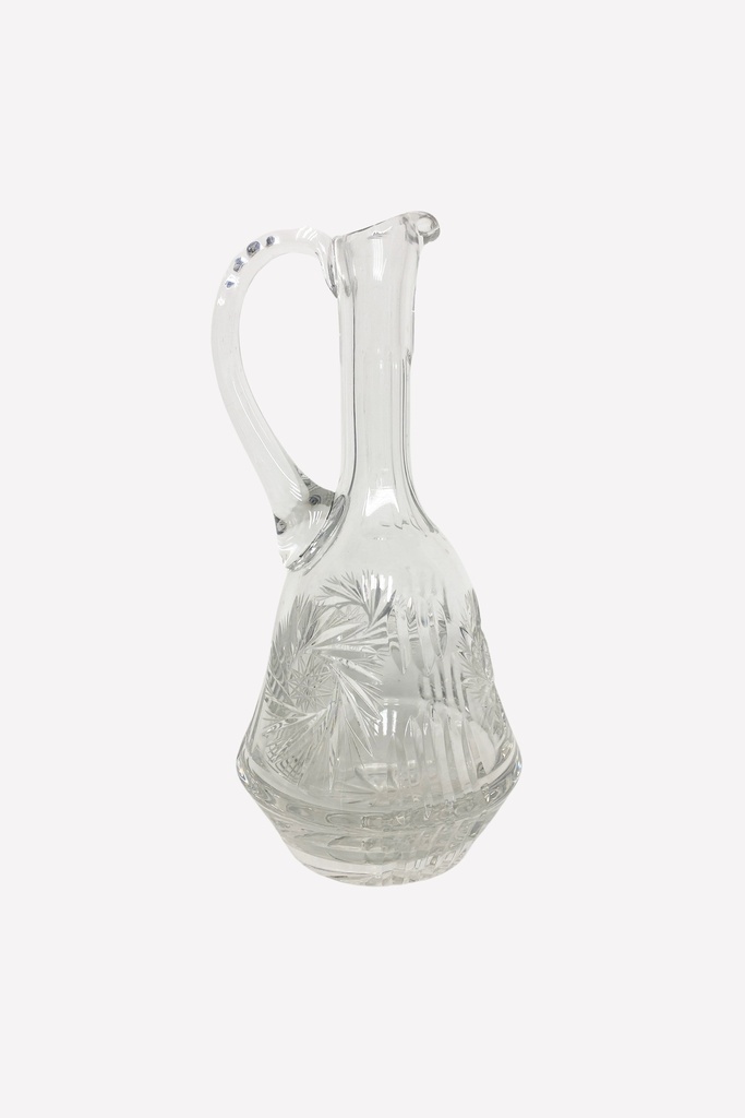 Vintage Cut Crystal Decanter with Floral Etching