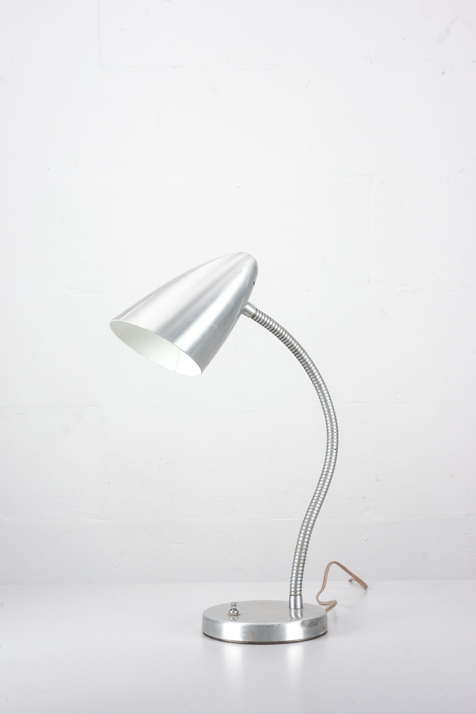 Mid-Century Modern Silver Gooseneck Desk Lamp