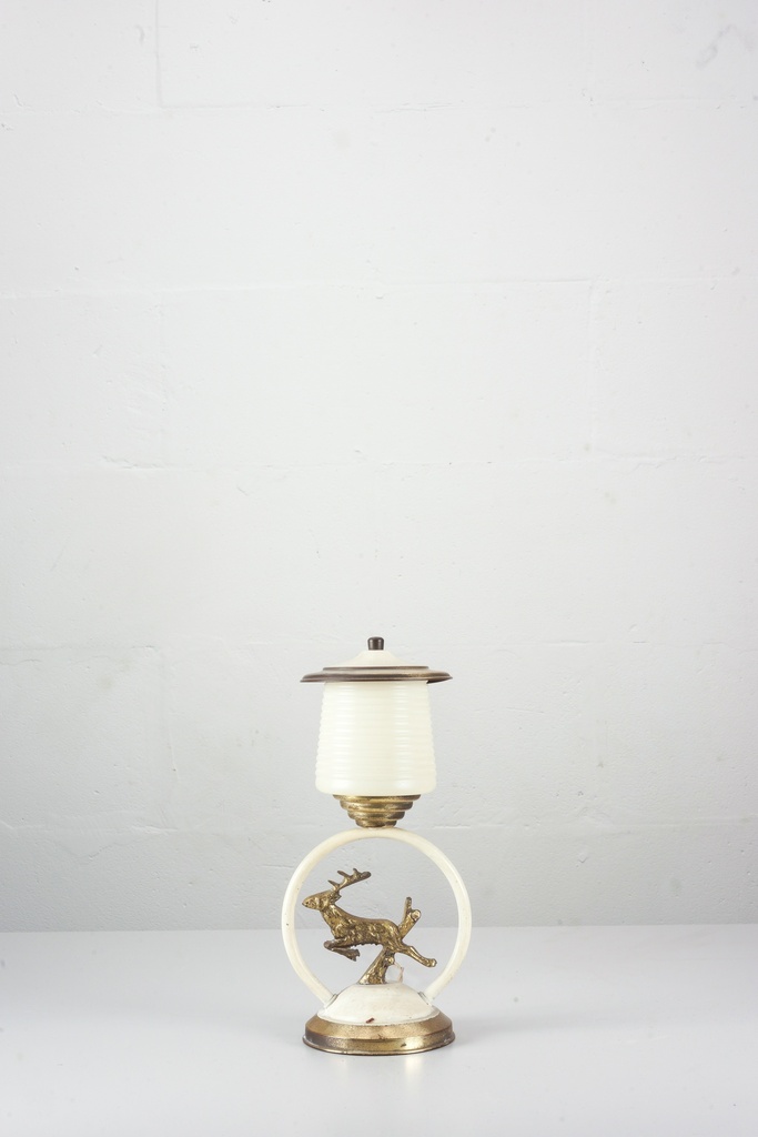 Vintage Deer Motif Table Lamp with Frosted Glass Shade