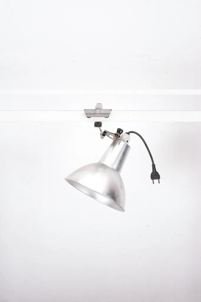 Industrial Silver Clamp Spotlight with Plug