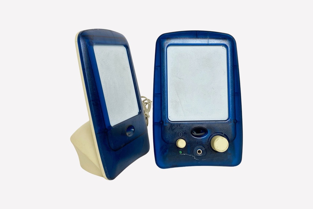 Vintage Blue Plastic Speaker Set