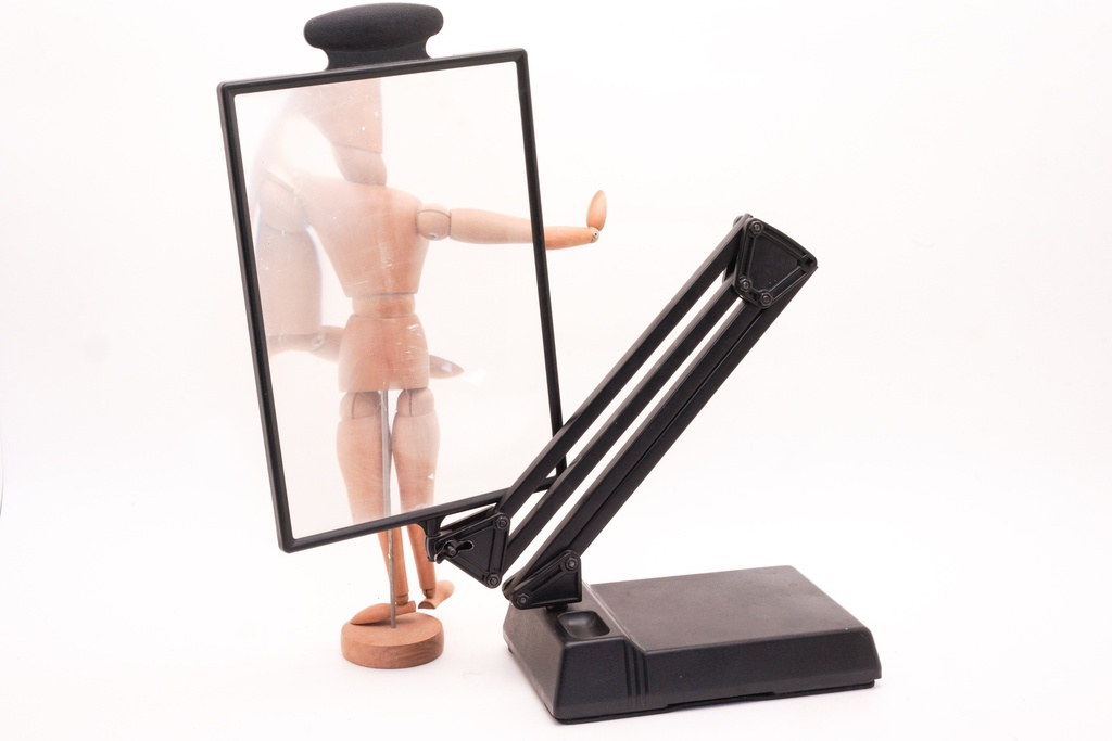 Magnified Wooden Mannequin on Adjustable Display Stand