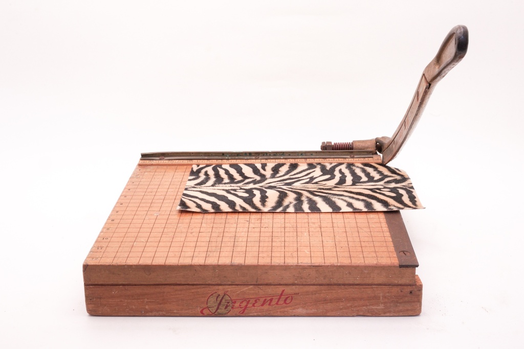 Vintage Paper Cutter with Zebra Print Fabric