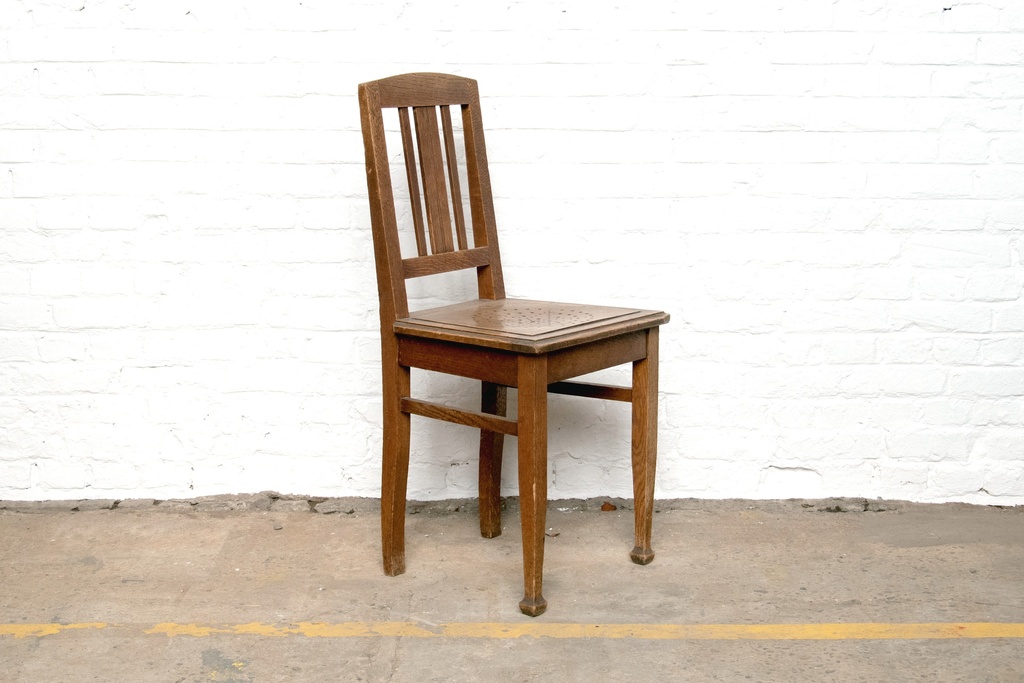 Vintage Wooden Slat-Back Dining Chair